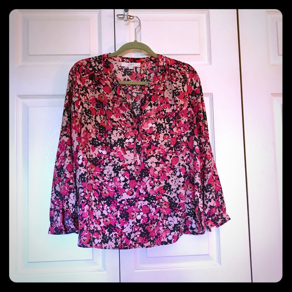 Loft Navy and Pink Floral Tunic